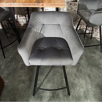 Barová stolička 39079 Loft Zamat Strieborno šedá