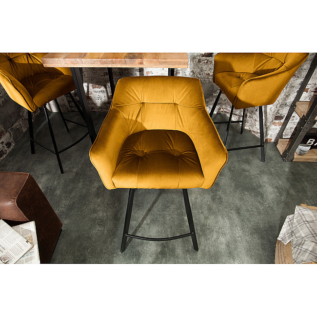 Barová stolička 40308 Loft Zamat Žltá Barová stolička 40308 Loft Zamat Žltá