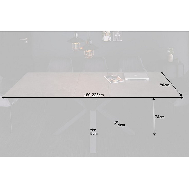 Rozkladací jedálenský stôl 41091 180/225x90cm Betón keramika Rozkladací jedálenský stôl 41091 180/225x90cm Betón keramika