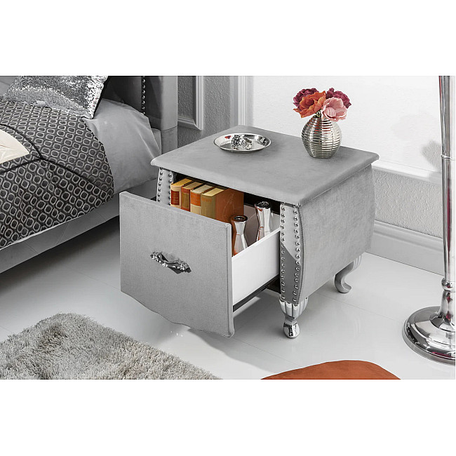 Nočný stolík 39357 Zamat Strieborno šedý