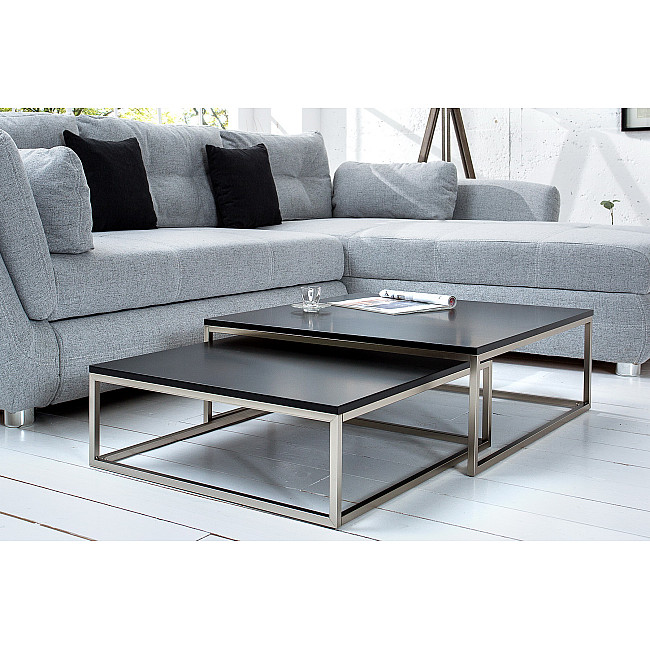 Konferenčný stôl 37118 75x75cm 2-Set Čierny Konferenčný stôl 37118 75x75cm 2-Set Čierny