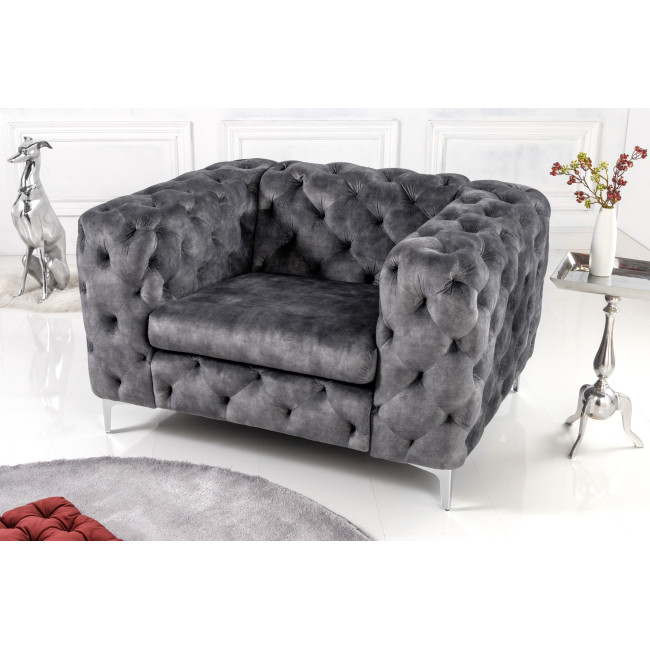Kreslo 41297 Modern Barock Zamat Šedá Kreslo 41297 Modern Barock Zamat Šedá