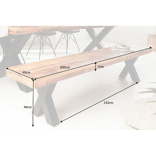 Lavica 40159 200cm Masív drevo Mango prírodná