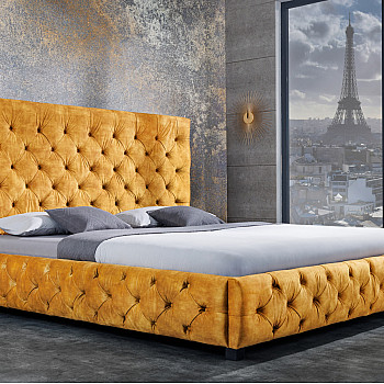 Posteľ 41641 180x200cm Zamat Žltá