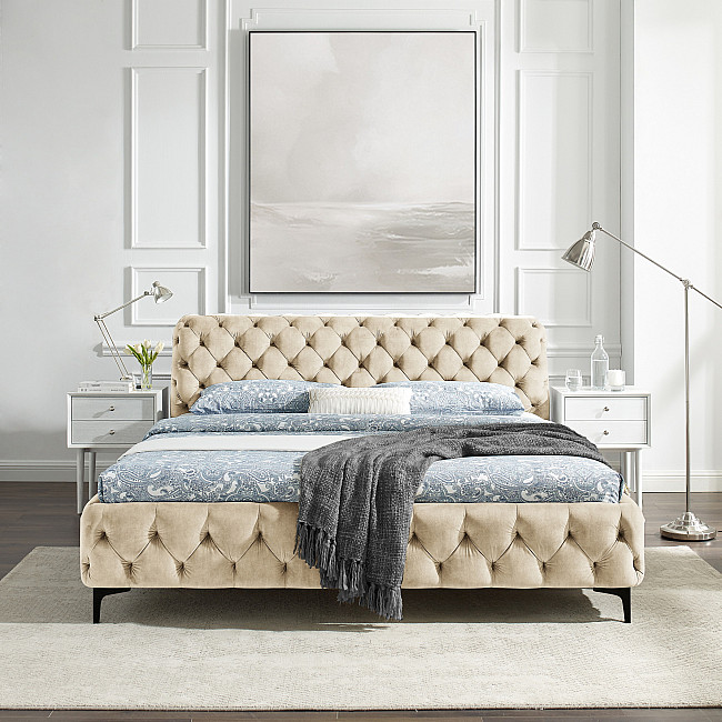 Posteľ 43256 180x200cm Modern Barock Zamat Champagner Posteľ 43256 180x200cm Modern Barock Zamat Champagner