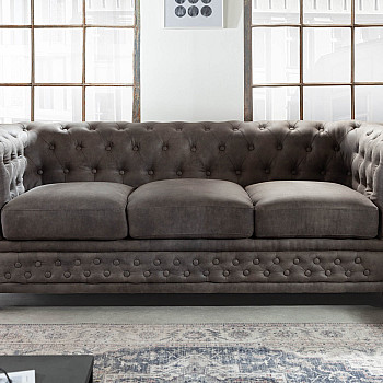Sedacia súprava 40517 Chesterfield 3-sedenie Vintage Šedá Taupe