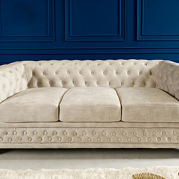 Sedacia súprava 42310 Chesterfield 3-sedenie Zamat Champagner