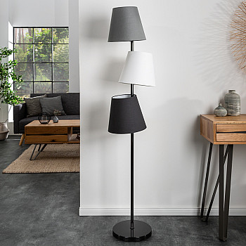 Stojaca lampa 39674 Levels 163cm Čierna, Šedá, Biela