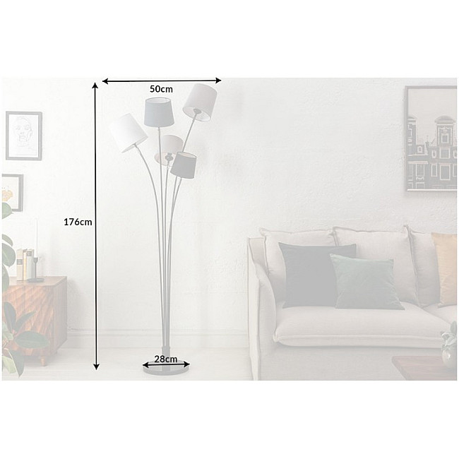 Stojaca lampa 40745 Levels 176cm Čierna, Šedá, Biela