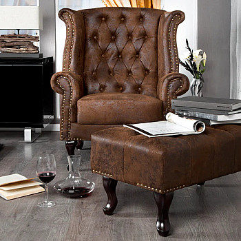 Taburetka 19449 Chesterfield Antik Hnedá