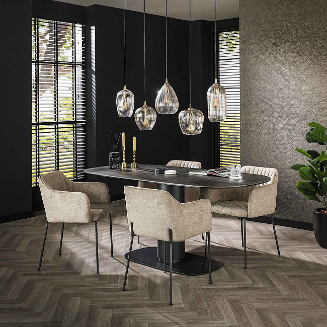 Jedálenský stôl 45-45 Ovál 180x90cm Ceramic Natural Black