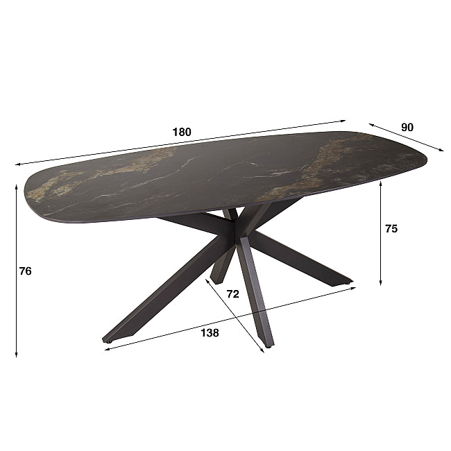 Jedálenský stôl 45-60 180x90cm Ceramik Fossil Black Jedálenský stôl 45-60 180x90cm Ceramik Fossil Black