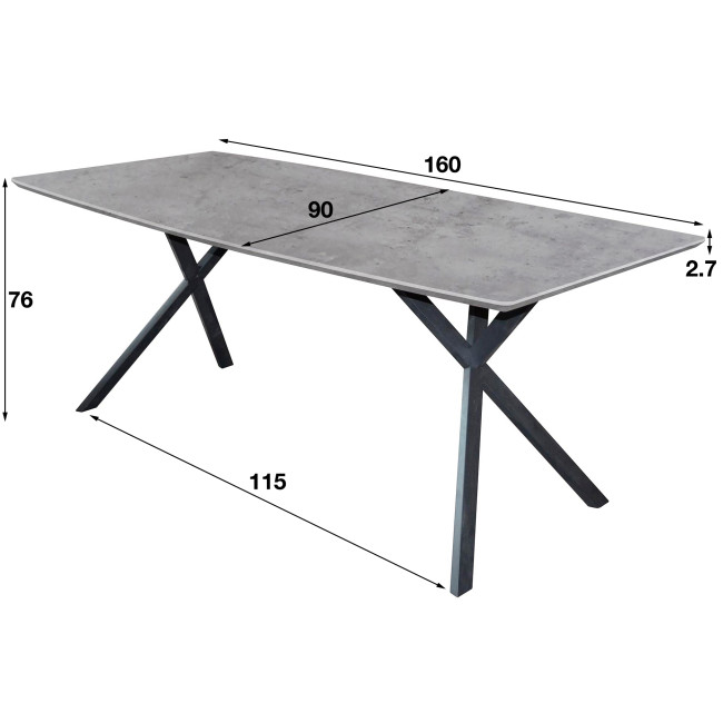 Jedálenský stôl 56-85 160x90cm Betón optik Jedálenský stôl 56-85 160x90cm Betón optik