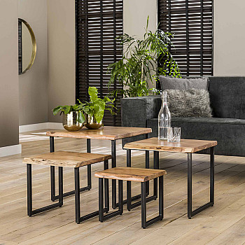 Konferenčný stôl 21-53 Edge 50x50cm 4-set Drevo Acacia Konferenčný stôl 21-53 Edge 50x50cm 4-set Drevo Acacia