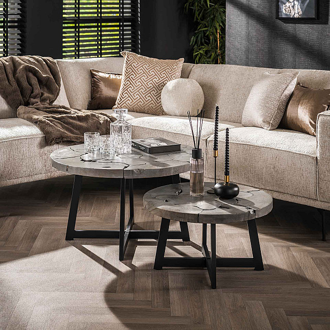 Konferenčný stôl 30-40 Grey 2-set Ø80 a Ø60cm Drevo Teak Konferenčný stôl 30-40 Grey 2-set Ø80 a Ø60cm Drevo Teak