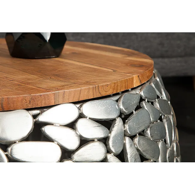 Konferenčný stôl 41433 2-Set Aluminium Silver/ Drevo Acacia