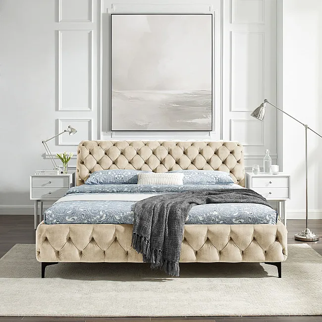 Posteľ 43256 180x200cm Modern Barock Zamat Champagner