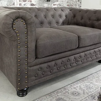 Sedacia súprava 40518 Chesterfield 2-sedenie Vintage Šedá Taupe