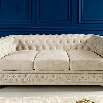 Sedacia súprava 42310 Chesterfield 3-sedenie Zamat Champagner