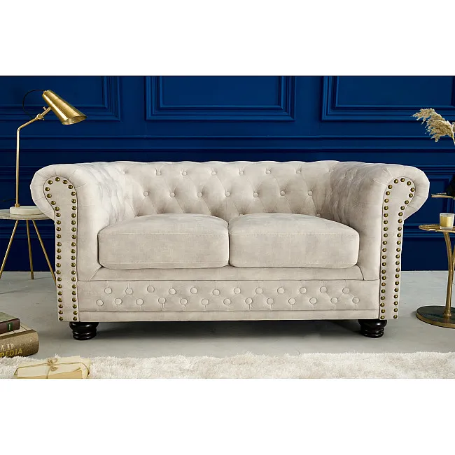 Sedacia súprava 42311 Chesterfield 2-sedenie Zamat Champagner