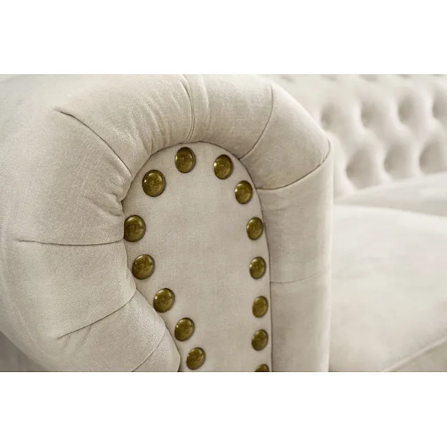 Sedacia súprava 42311 Chesterfield 2-sedenie Zamat Champagner
