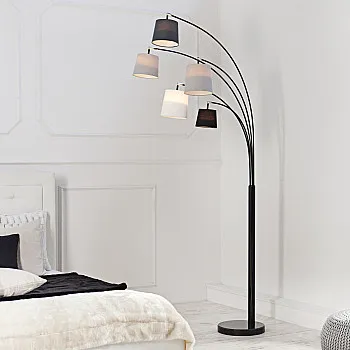 Stojaca lampa 36398 Čierna, šedá, biela