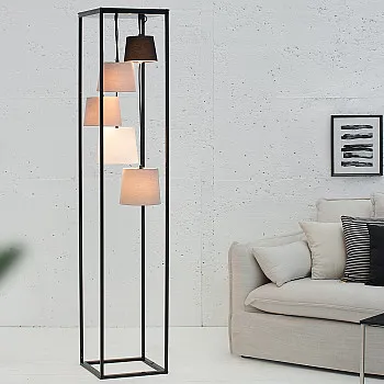 Stojaca lampa 38685 Levels 180cm Čierna, Šedá, Biela
