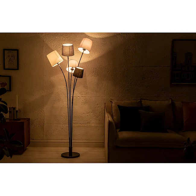 Stojaca lampa 40745 Levels 176cm Čierna, Šedá, Biela
