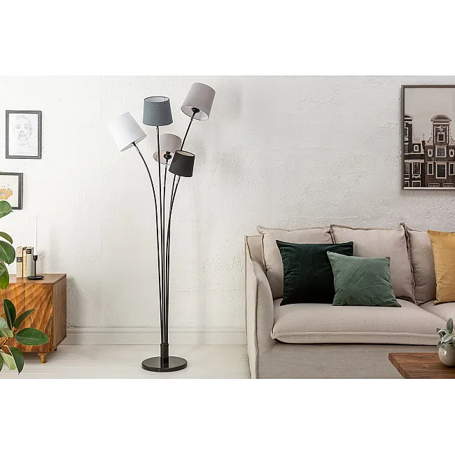 Stojaca lampa 40745 Levels 176cm Čierna, Šedá, Biela