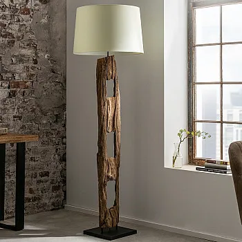 Stojaca lampa 41046 Barracuda 177cm Bežová Drevo Acacia