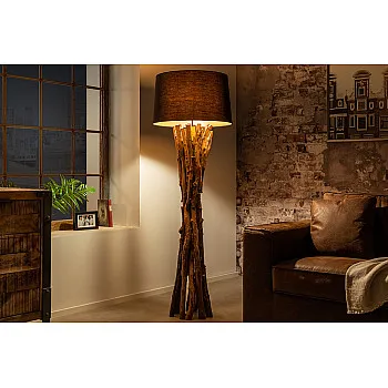 Stojaca lampa 41386 Harmony 150cm Čierna Drevo Teak