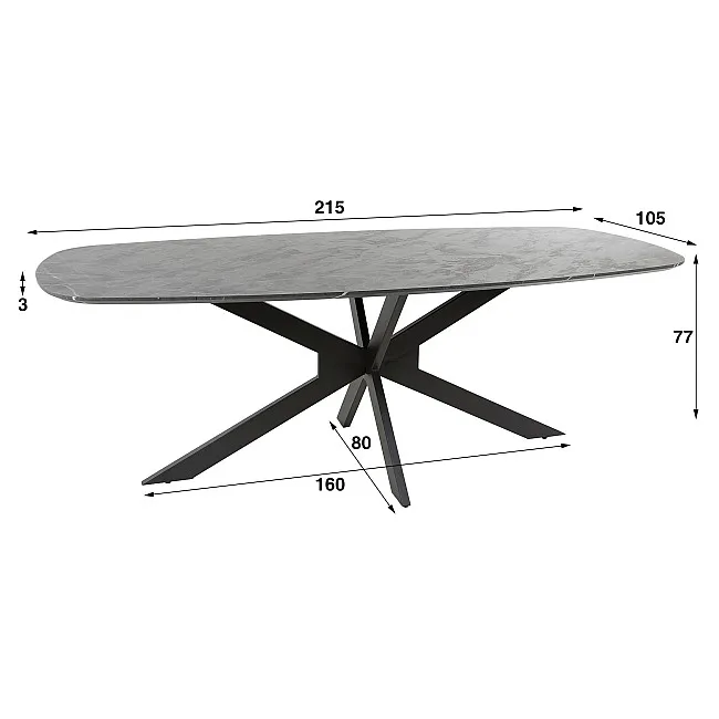 Jedálenský stôl 56-49 Danish Ovál 215x105cm